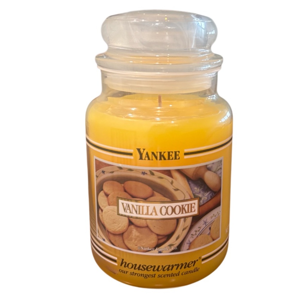 Yankee Candle Jar Vanilla Cookie Rare Vintage Black Band Candle Jar Cream Yellow
